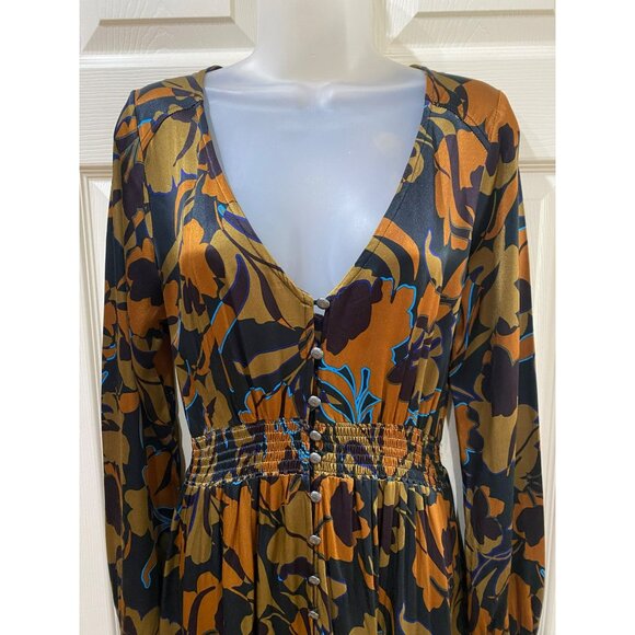 Shyanne Womens Floral Print V-Neck Long Sleeve High-Low Dress M 100% Viscose Mul - Picture 6 of 12